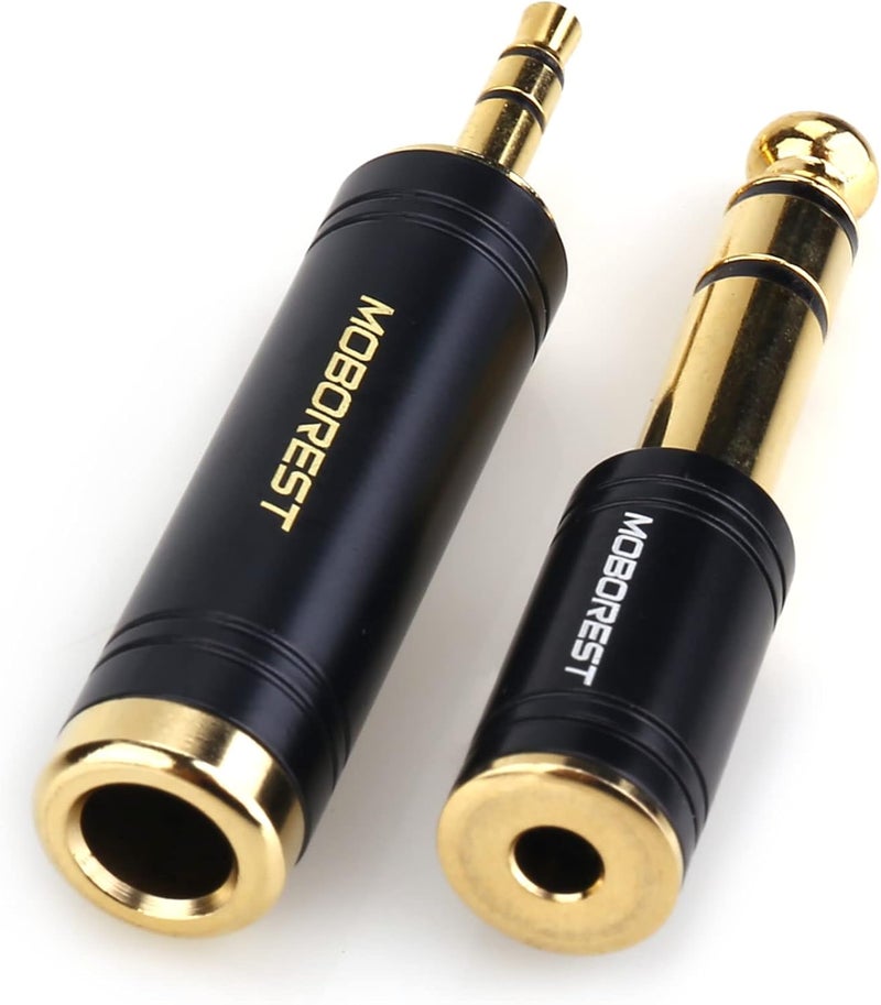 MOBOREST 3.5mm M to 6.35mm F Stereo Pure Copper Adapter, 1/8 Inch Plug Male to 1/4 Inch Jack Female Adapter, Can be Used Conversion Headphone adapte, amp adapte, Black Fashion 2-Pack - Image 5